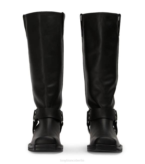 Kampfstiefel| de Tony Bianco Frauen Biker-Kalbsstiefel schwarzes Wachs 4624561